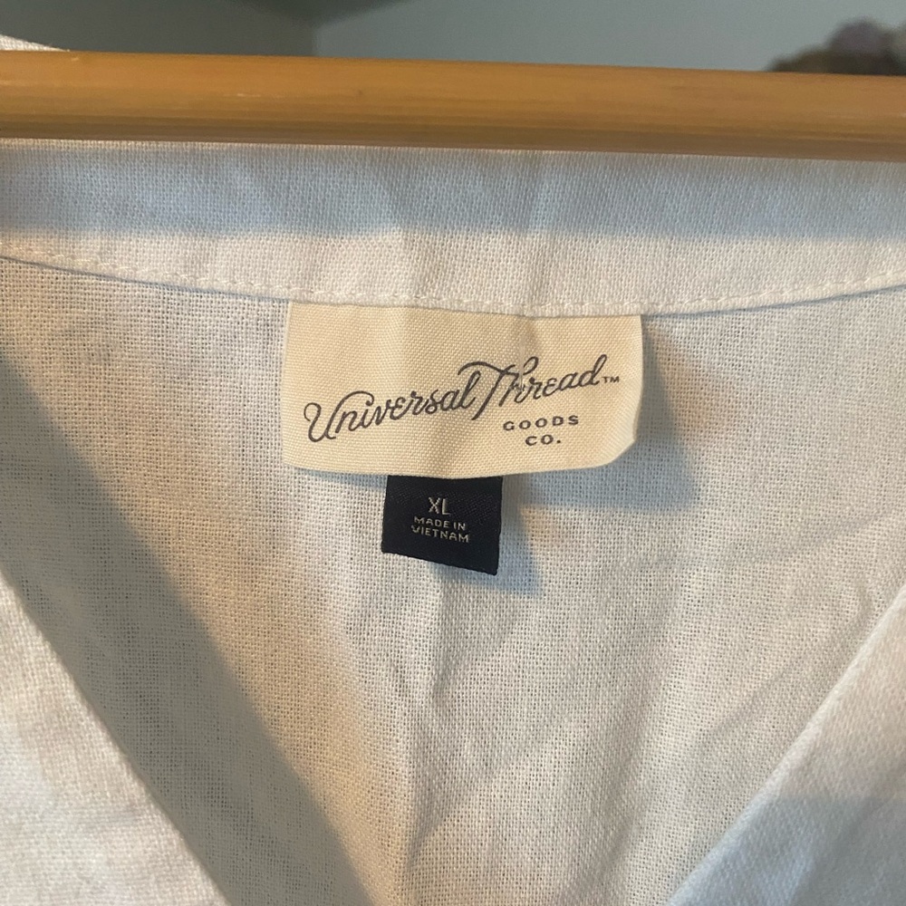 Universal Thread White Linen Blend V-Neck Babydoll Mini Dress XL - Picture 3 of 8